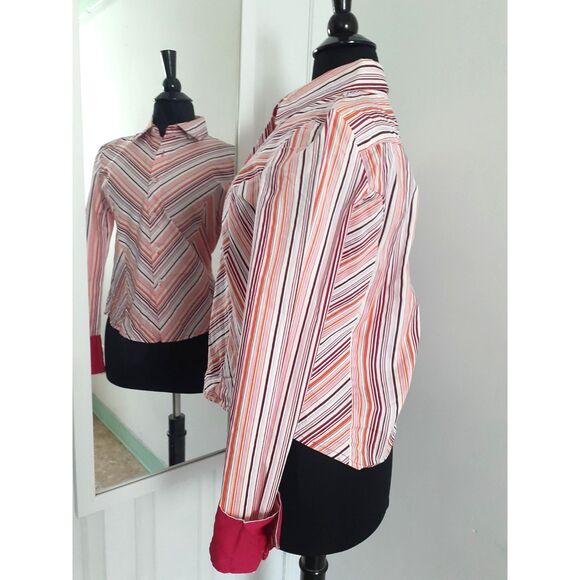 SOHO Jeans Pink Multicolor Stripes Long Sleeves Button Shirt JR. Size Large NWT - Picture 6 of 15